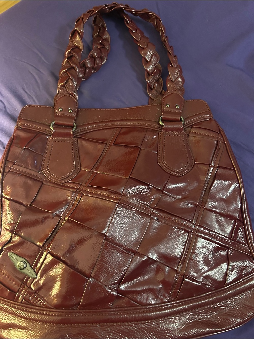 Elliott Lucca Braided Leather Patchwork Shoulder Bag in Burgundy - Picture 4 of 12